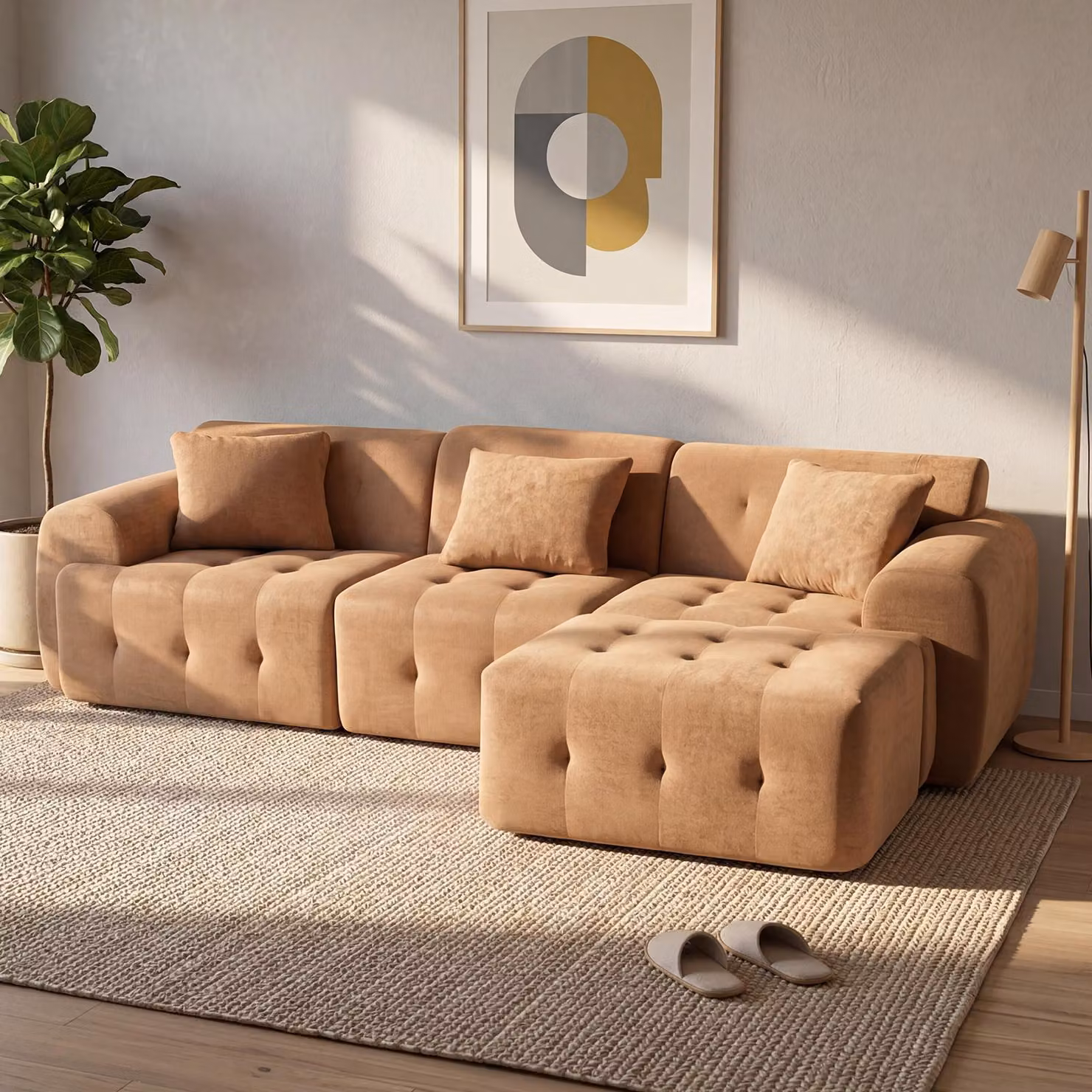 Divano ad angolo COMHOMA, 245 x 60 x 40 cm, divano modulare con funzione letto, divano letto, divano a L per soggiorno, imballato sottovuoto, combinabile in modo flessibile