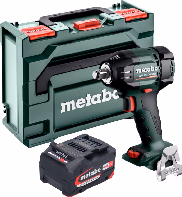Avvitatore a impatto a batteria Metabo SSW 18 LTX 550 BL 18 V 550 Nm Brushless + 1x batteria 4,0 Ah + metaBOX - senza caricabatteria
