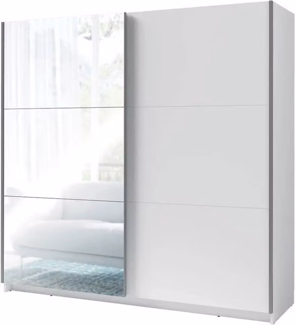 Armadio, guardaroba 200 cm 2 porte scorrevoli con specchio - bianco - Collezione ARSALA