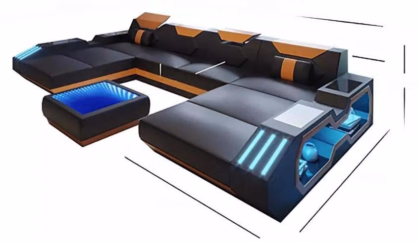 Ledersofa Designer Sofa Ecksofa U-Form Modernes Sofa Ecksofa Polster Garnituren