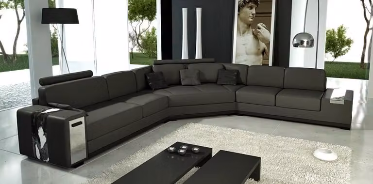 Ledersofa Ecksofa Sofa mit USB Polster Designer Eckgarnitur Wohnlandschaft Lima