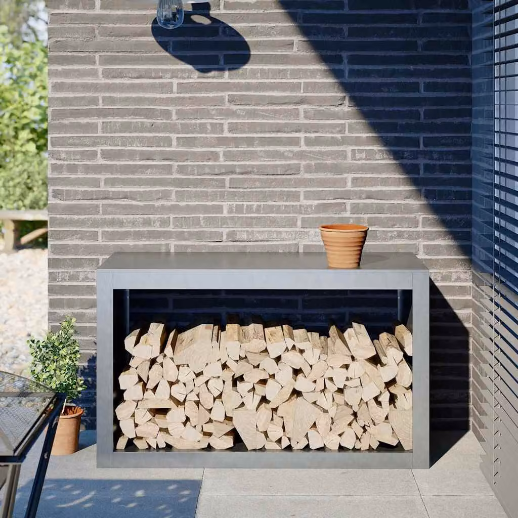 Rastrelliera per legna vidaXL in acciaio zincato grigio L: 100 cm, P: 40 cm, H: 60 cm