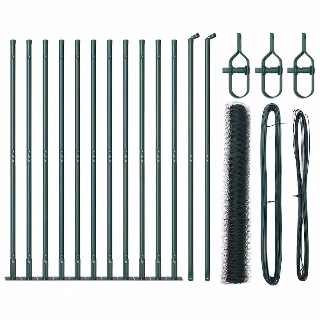 Recinzione esagonale vidaXL in rete verde rivestita in PVC con base in cemento L: 12,0 m, H: 1,2 m – 2