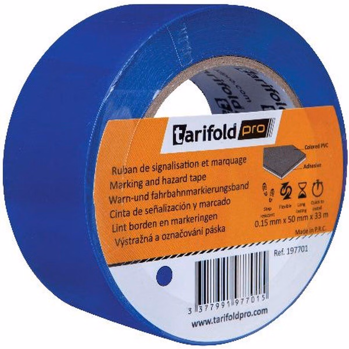 Nastro per pavimenti blu, 33 metri x 5 cm, in foglietti 197701