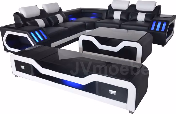 Ledersofa Wohnlandschaft Eck Garnitur Design Modern Sofa L-Form Couchtisch G8046