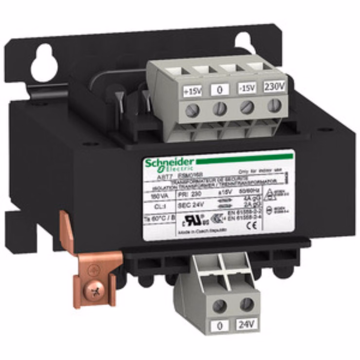 Trasformatore di sicurezza/isolamento Schneider Electric, Modicon ABT7, ingresso 230V CA, uscita 24V CA, 160VA ABT7ESM016B