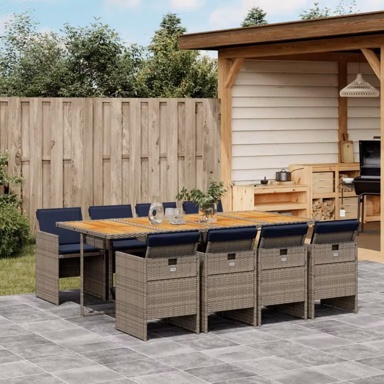 Maison Exclusive - Set da pranzo da giardino da 9 pezzi con cuscini, grigio, polyrattan