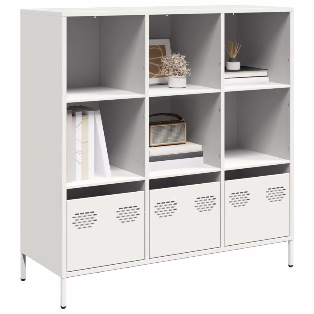 Credenza bianca vidaXL in metallo con finitura opaca L: 101,5 cm, P: 39 cm, H: 103,5 cm