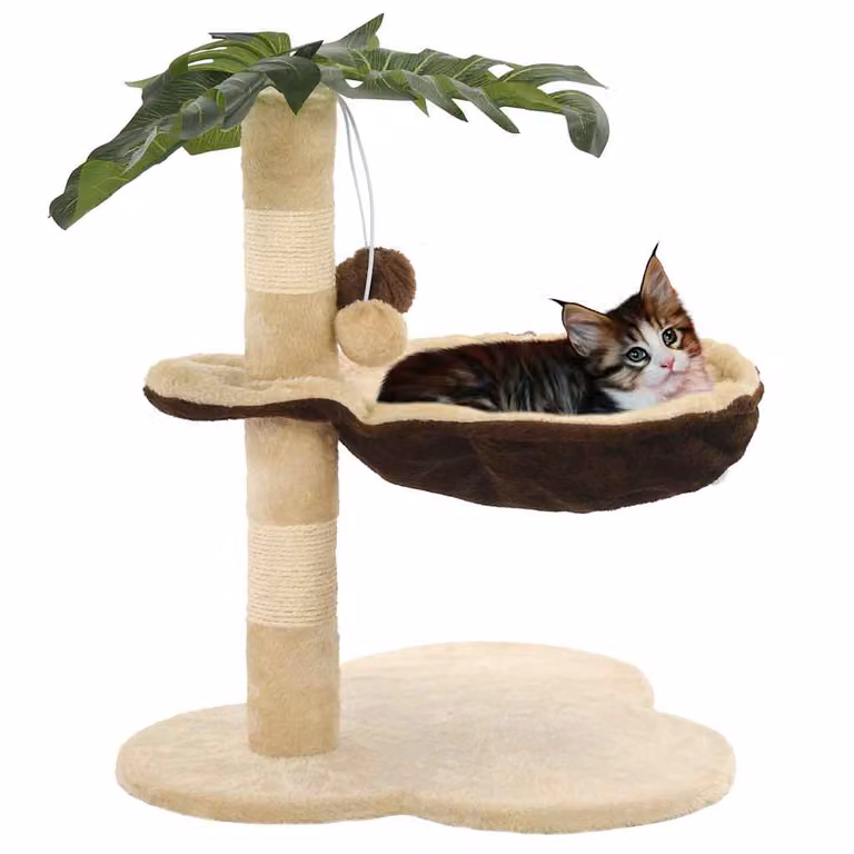 vidaXL Albero per Gatti con Tiragraffi in Sisal e Giocattoli Integrati, Beige e Marrone