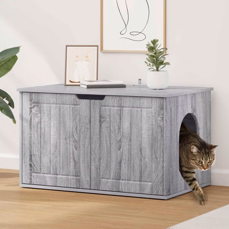 Casa per gatti vidaXL in legno color grigio Sonoma, L 85 x P 55 x H 50,5 cm