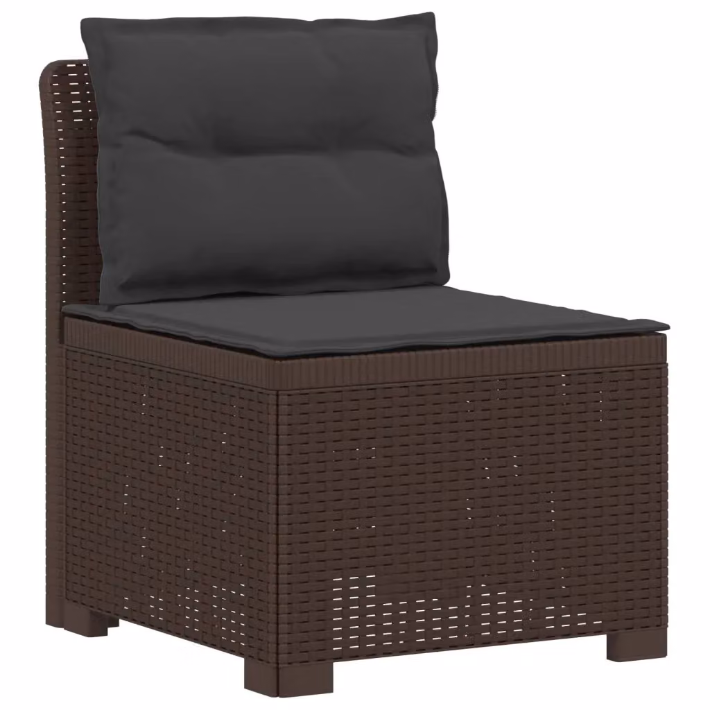 Divano da giardino a 1 posto con cuscini in design moderno effetto rattan color marrone e antracite L/P/H: 70 x 62 x 55 cm – 2