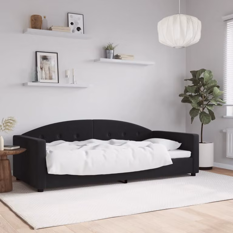 Letto da giorno vidaXL in velluto nero con struttura imbottita L/P/H: 200 x 90 x 75 cm