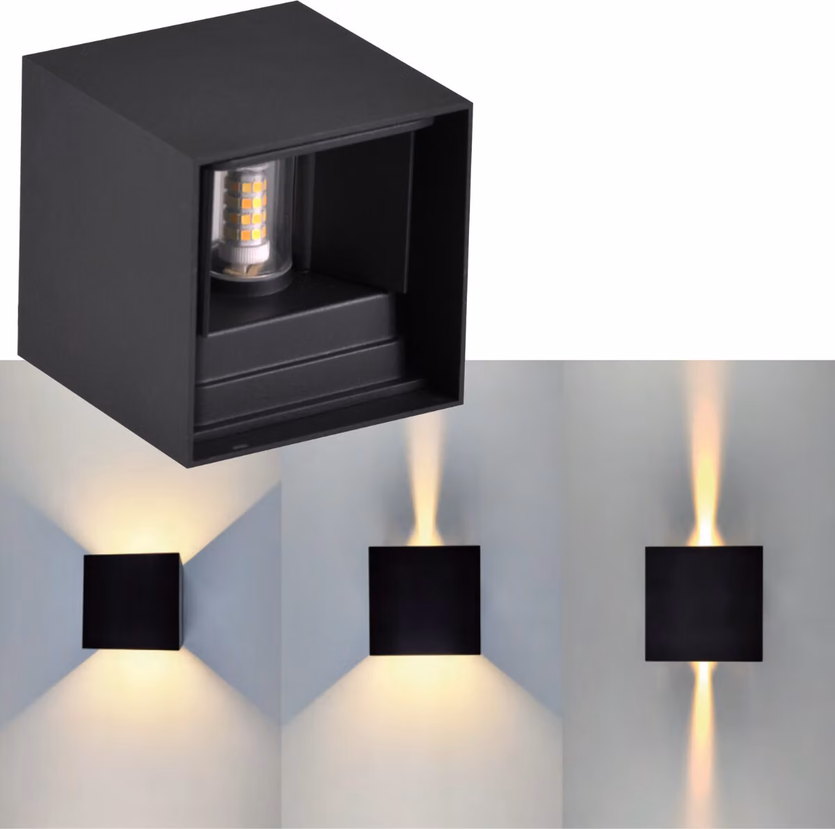 Applique da esterno nera 1xG9 con angolo di illuminazione regolabile KIOTO 318572 Polux