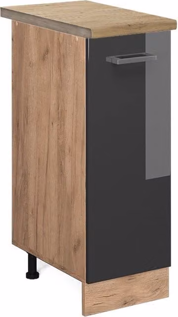 Armadio cucina dispensa alto R-Line Antracite lucido/Rovere dorato 30 cm, PL Rovere Vicco
