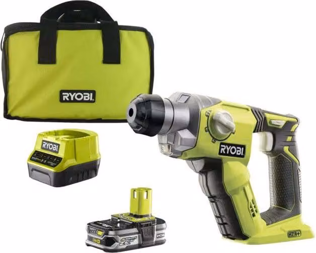 Perforatore SDS+ RYOBI 18V ONE+, 4 modalità, 1,3 Joule Epta, batteria 2,5 Ah, caricabatteria, borsa per il trasporto, R18SDS-125S