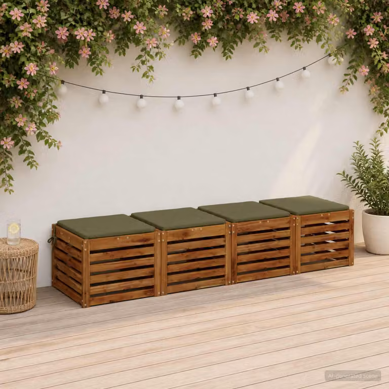 Set di 4 cuscini per sedia quadrati vidaXL in poliestere verde con rivestimento lavabile e resistente ai raggi UV