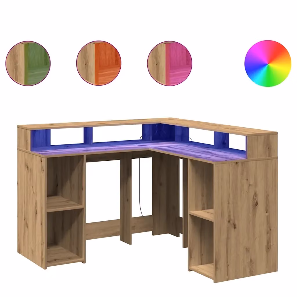 Scrivania angolare moderna vidaXL in legno color rovere con finitura opaca L: 130 cm, P: 70 cm, H: 91 cm – 2