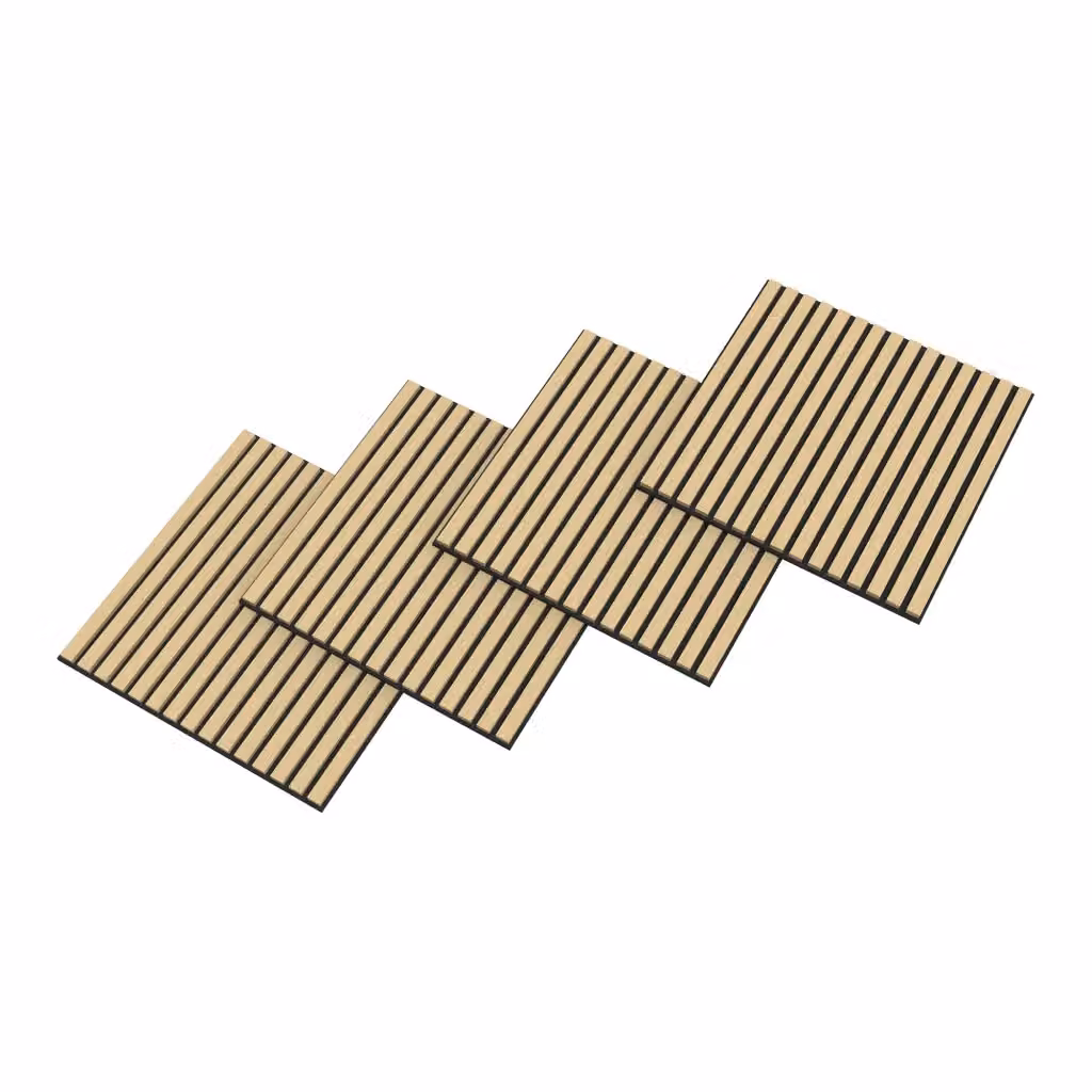 Confezione da 16 pannelli acustici NEU.HOLZ con doghe dritte effetto rovere marrone, superficie totale 5,76 m² – 2