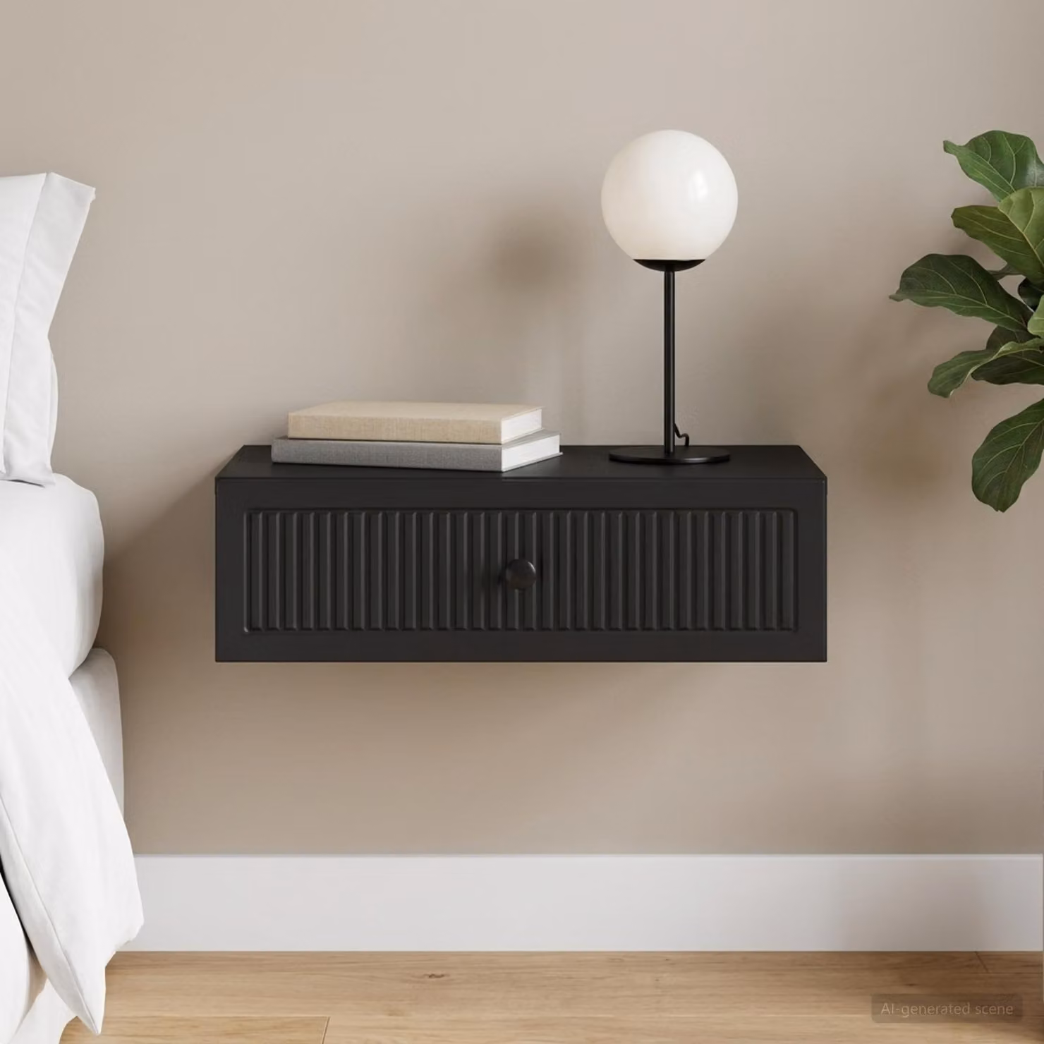 vidaXL Tavolino da Parete Laterale Moderno Nero L: 59 cm, P: 34,5 cm, H: 17 cm