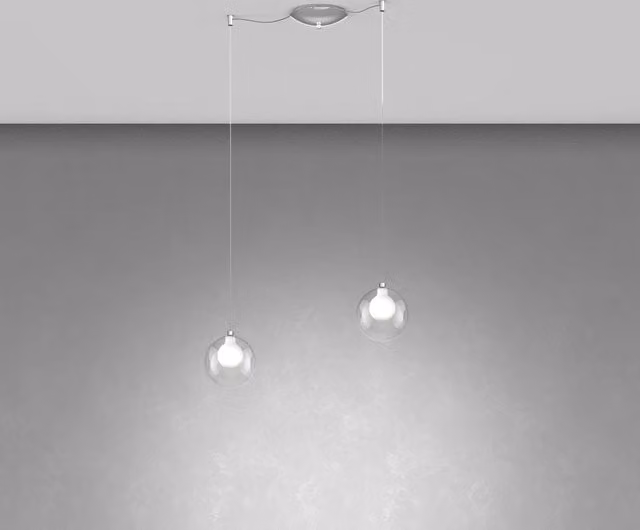 Lampadario Sospeso Contemporaneo Top Light in Metallo Cromo e Vetro Bianco Trasparente con 2 Luci G9