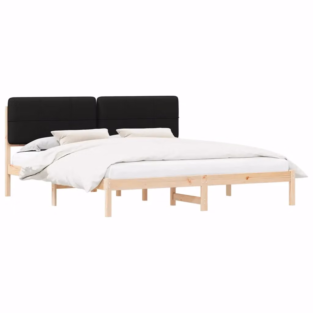 Letto con testiera rivestita in tessuto nero vidaXL in pino massello 200 x 200 cm – 2