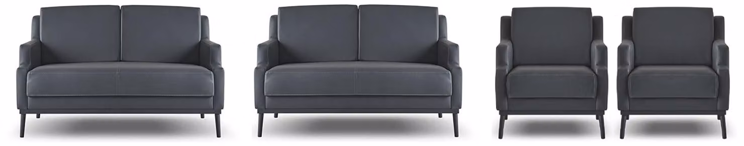 Arbeitszimmer-Set 4tlg 2x S-Sitzer 2x Sessel Dunkelgrau Einfarbig Modern