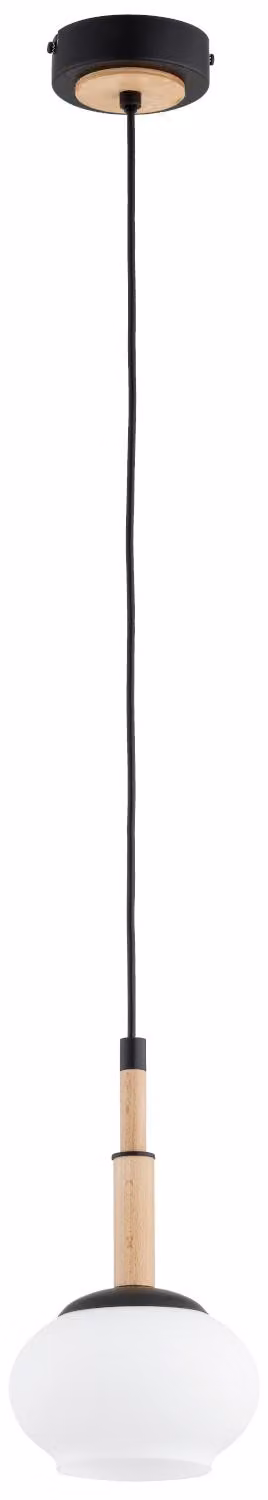 Lampada a sospensione con inserti in legno CERES nera 1xE14x10W in legno, dimensioni: 90x15x15 cm, IP20 Alfa
