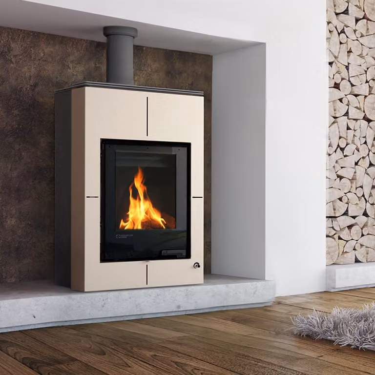 Termocamino con scambiatore HS Flamingo AQUAFLAM VARIO SAPORO 11/7kW crema