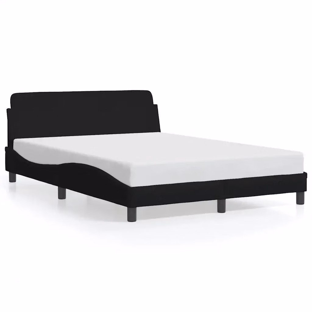 Letto moderno vidaXL in tessuto nero con struttura in legno e metallo 140x190 cm – 2