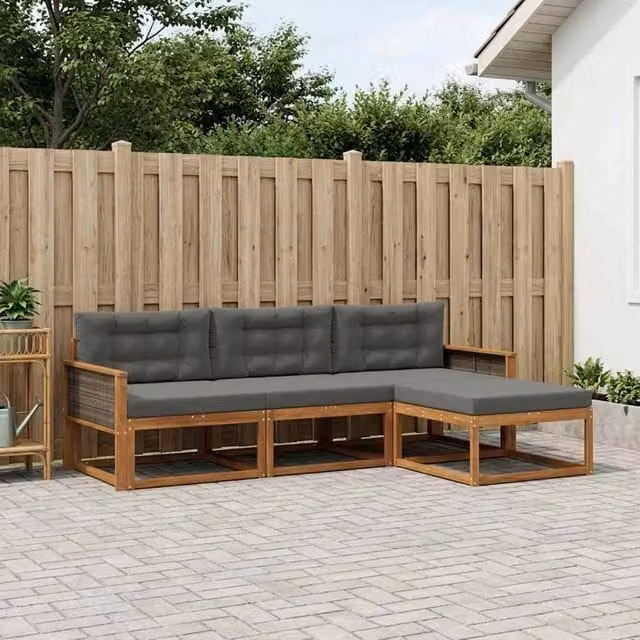 Set di divani da esterno 4 pz Naturale e Antracite 3382460