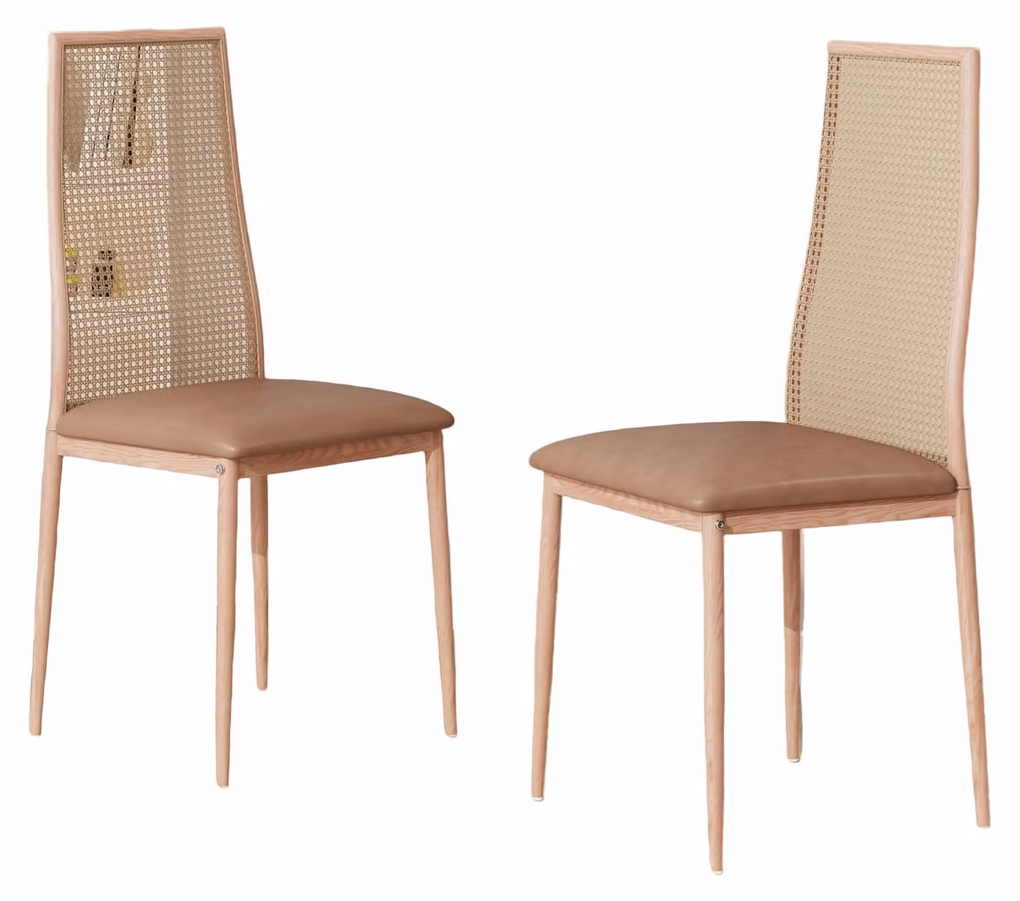 Set di 2 sedie da pranzo in rattan – Sedie da giardino con struttura in metallo resistente agli agenti atmosferici e seduta intrecciata a mano