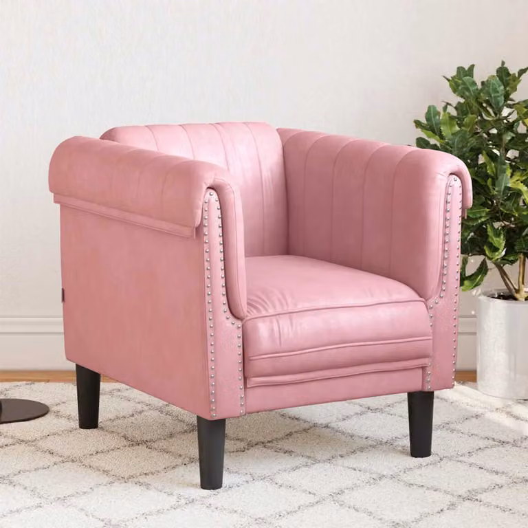 Poltrona moderna vidaXL in velluto rosa con braccioli e struttura imbottita