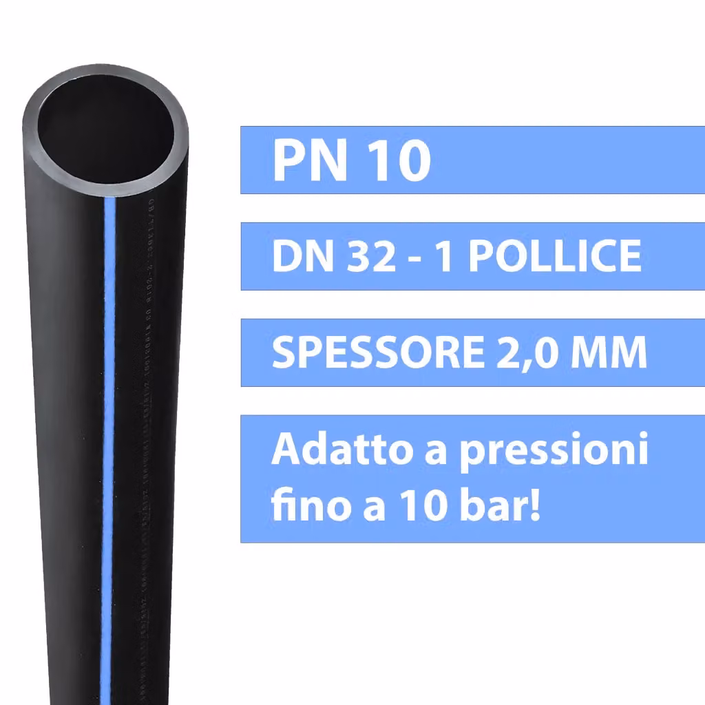 Tubo di irrigazione ESTO PN 10 in plastica ad alta densità nero DN 32, 100 metri – 2