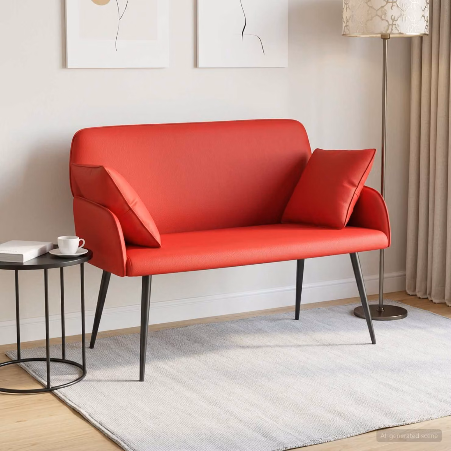 vidaXL Divano a 2 posti con gambe in metallo 2 posto Rosso Similpelle