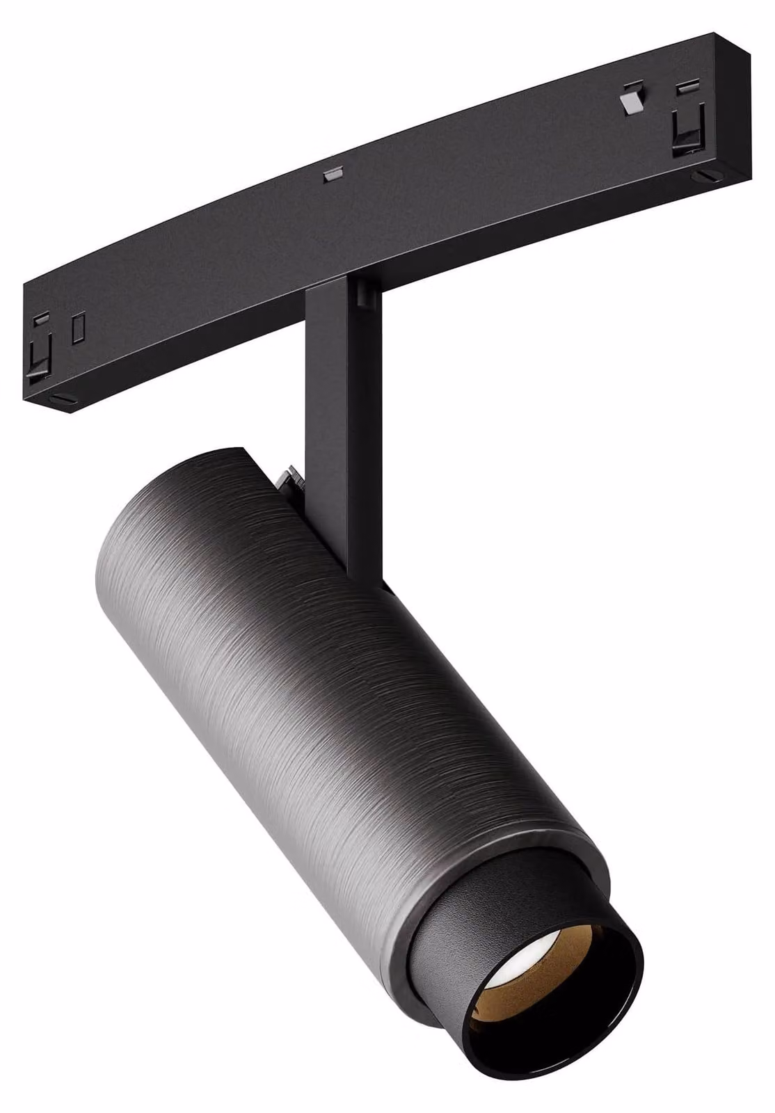 ARELUX XNET ADJ. MINI PROIETTORE per PROFILI CURVI, tecnologia DALI, 7W, 48V DC, indice di resa cromatica (CRI) 90, angolo di emissione 19-40°, UGR < 10 (a 19°), finitura "FOGGY NICKEL", temperatura di colore 3000K