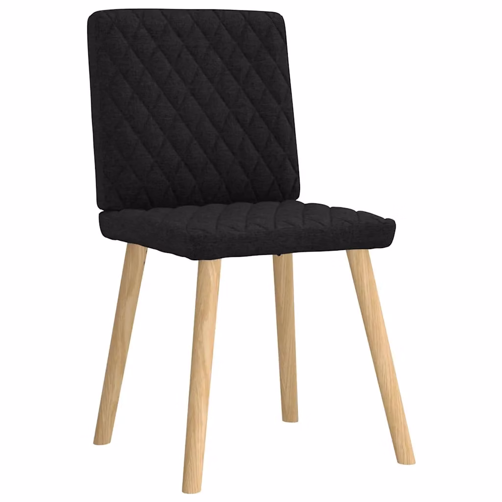 Set di 4 sedie da pranzo moderne vidaXL in tessuto nero con gambe in legno di gomma e metallo L: 47,5 cm, P: 54 cm, H: 86 cm – 2