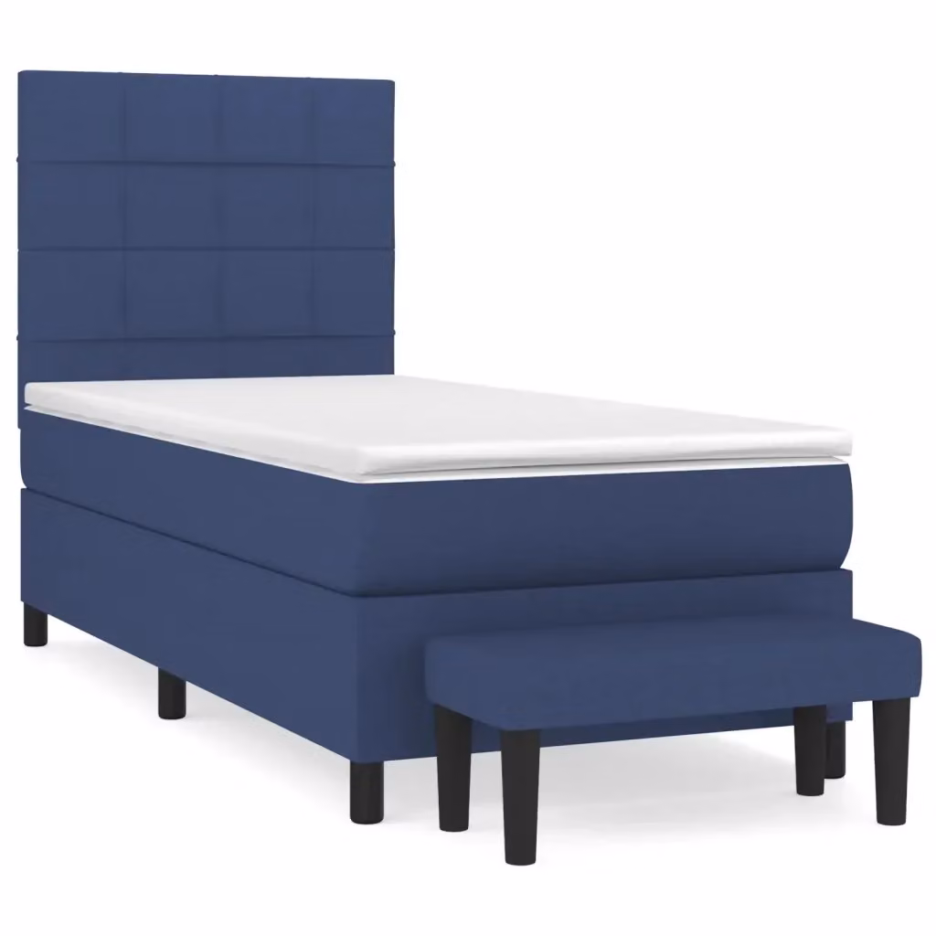 Letto Ibrido con Giroletto a Molle e Materasso vidaXL, Colore Blu e Bianco, L/P/H: 90 x 190 x 128 cm – 2