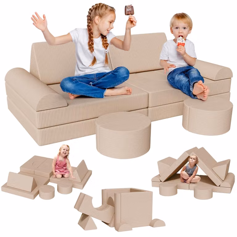 Divano giocattolo Clevich per bambini, divano modulare per bambini, Oeko-Tex Standard 100