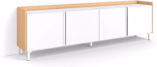 Mobile TV Soggiorno, 207x61x35 cm, Per TV fino a 80", Design industriale, Bianco e Rovere soft