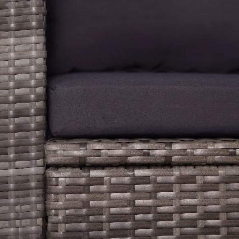 set bistrot da 3 pezzi con cuscini in poly rattan grigio