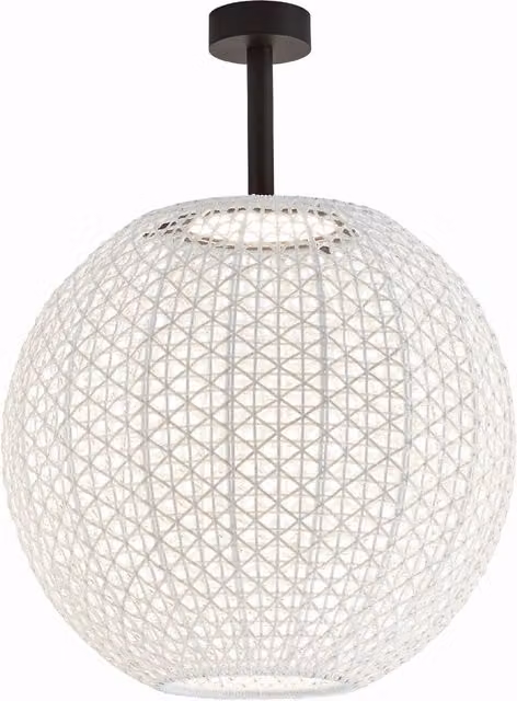 Plafoniera Outdoor Bover Nans Sphere in stile Boho, LED dimmabile, Bianco e Beige
