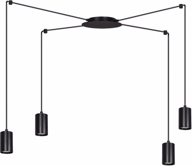 Lampadario a sospensione Emibig Traker nero in metallo con 4 faretti GU10 regolabili e dimmerabili, L: 300 cm – 1