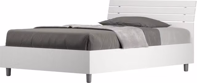 Letto 1 Piazza e Mezzo 120x190 cm Senza Rete Ankel Testata Doghe Inclinata Bianco Frassino
