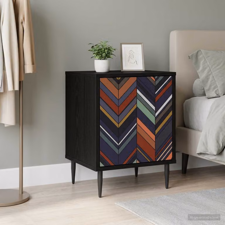 vidaXL Armadio da Notte OMMEN Rovere Nero Multicolore L: 36 cm, P: 33 cm, H: 51 cm