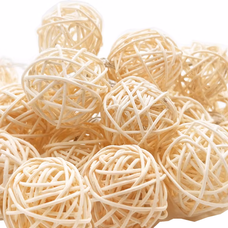 Catena luminosa a LED a forma di palla di rattan, 4 metri, 20 lampadine, luce bianco caldo