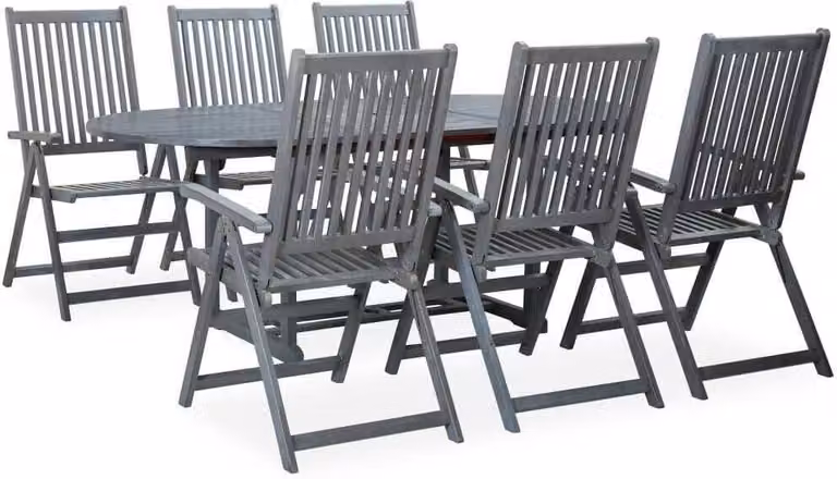 Maison Exclusive - Set da pranzo da giardino in 7 pezzi in legno massello di acacia, grigio