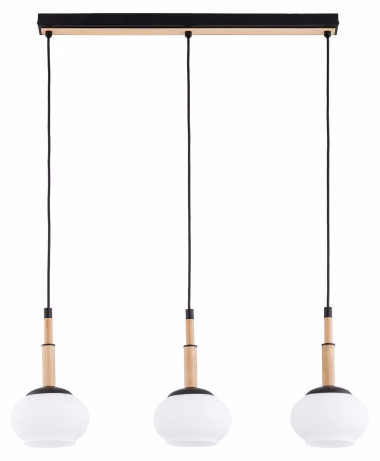 Lampada a sospensione con elementi in legno CERES nera 3xE14x10W in legno, dimensioni: 85x72x15 cm, IP20 Alfa