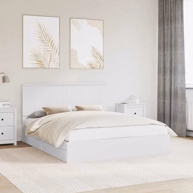 Letto con Contenitore Moderno vidaXL Bianco in Legno Ingegnerizzato L/P: 160 x 200 cm