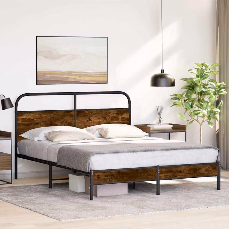 vidaXL Giroletto senza Materasso in Rovere Fumo, L/P: 150 x 200 cm