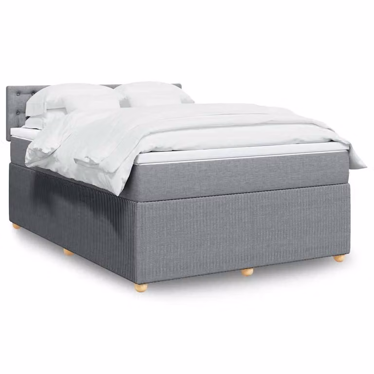 vidaXL Giroletto a Molle con Materasso Ibrido in Tessuto Grigio e Bianco L/P/H: 140 x 200 cm